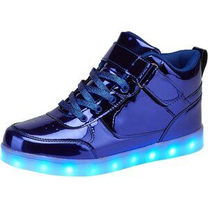 ⚡Unisex Blue High Top USB Charging Light Up Shoes Sports LED Dancing Sneakers